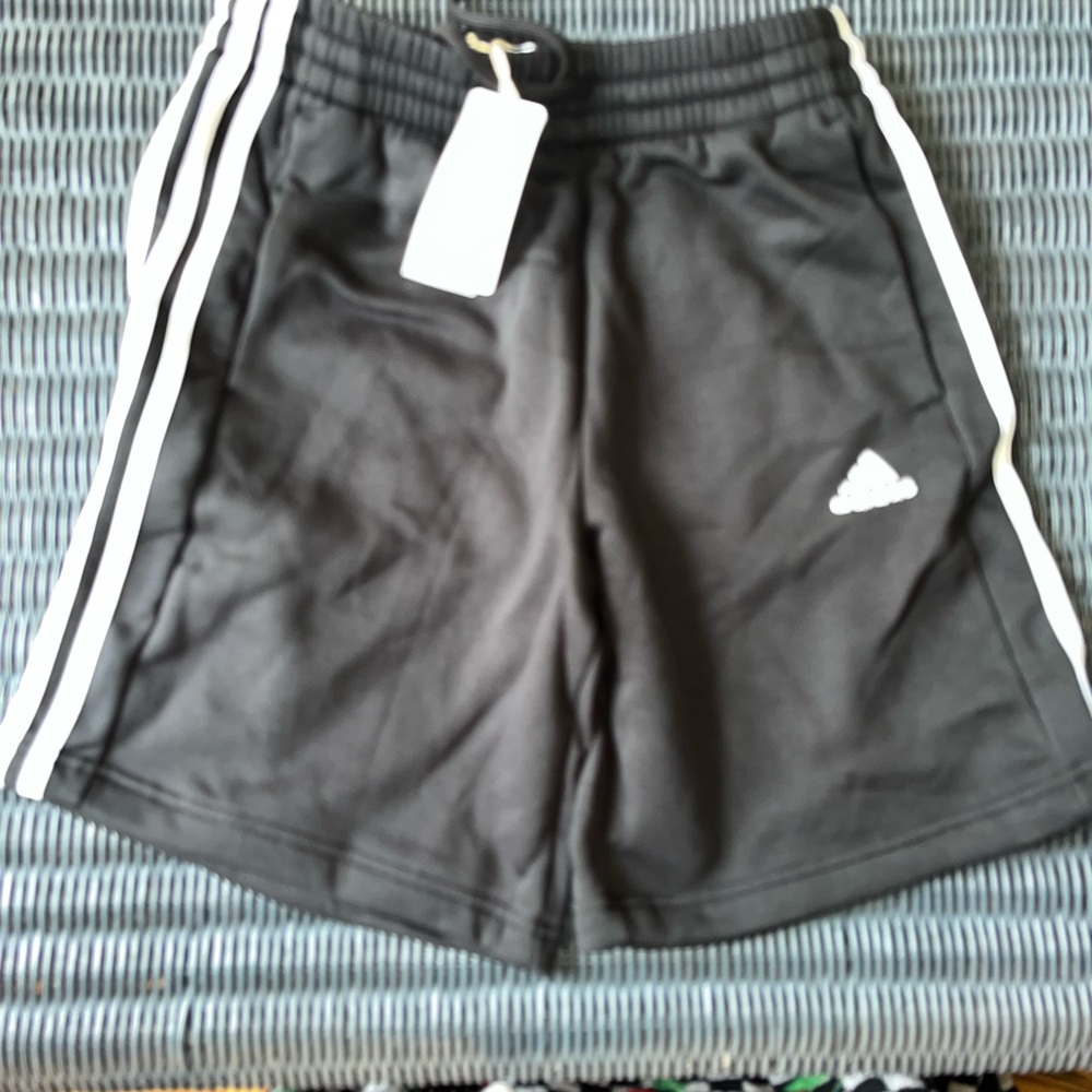Adidas Black Shorts with White Stripes